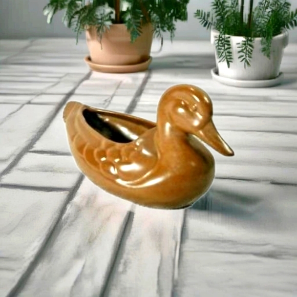 Quaint Retro Frankoma Mallard Duck Planter for Rustic Farmhouse Decor - Picture 1 of 10